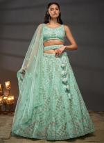 Net Turquoise Blue Bridal Wear Sequins Work Lehenga Choli